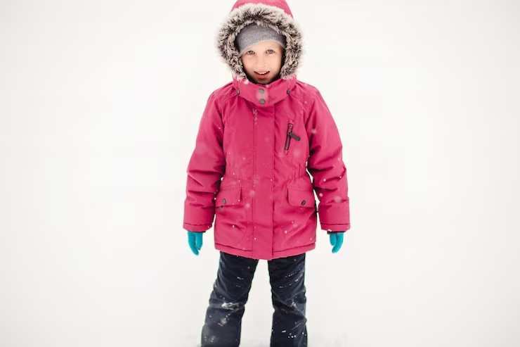 girl standing on snow covered land
