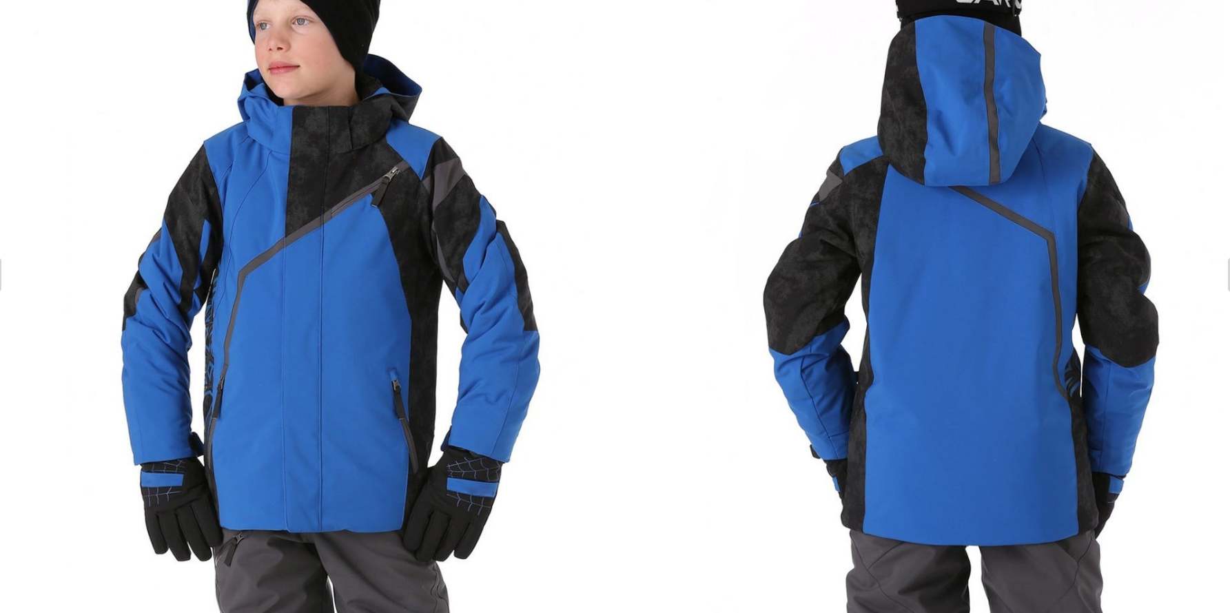 Boys sporty winderproof warm padded jacket double view
