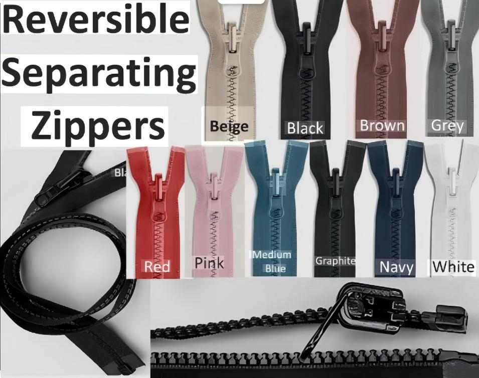 reversible separating zippers