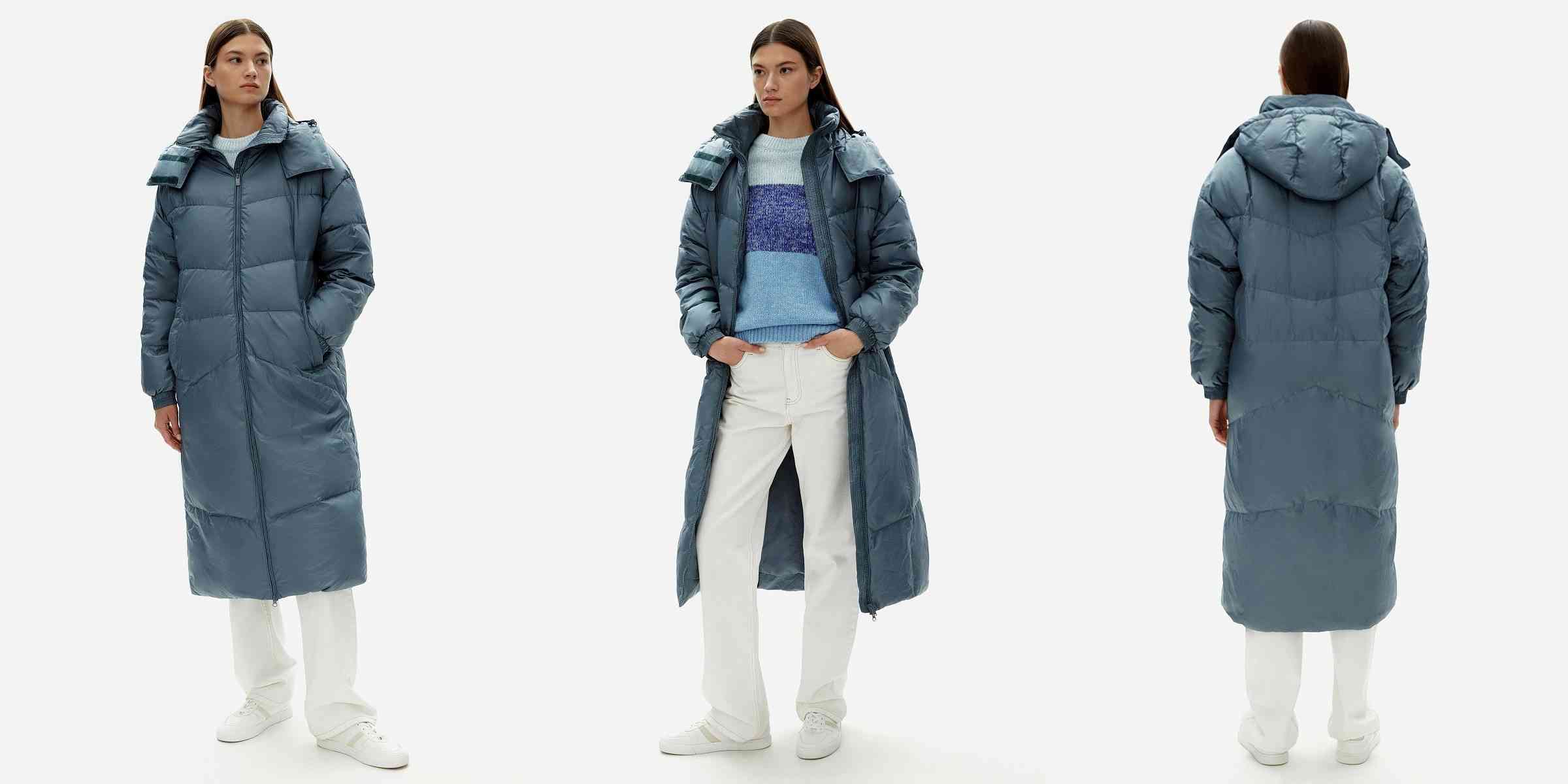 Womens Long Padded Puffer Jacket back multiview