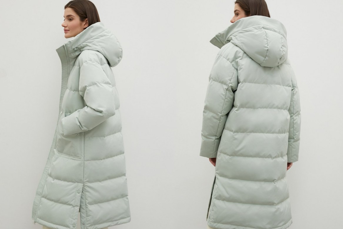 Womens Padded long Jacket dual view