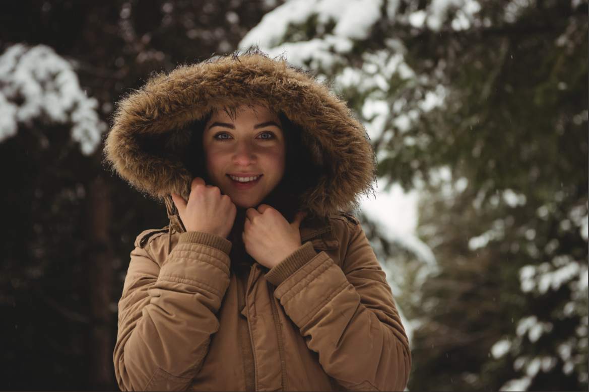 smiling-woman-down-jacket-winter