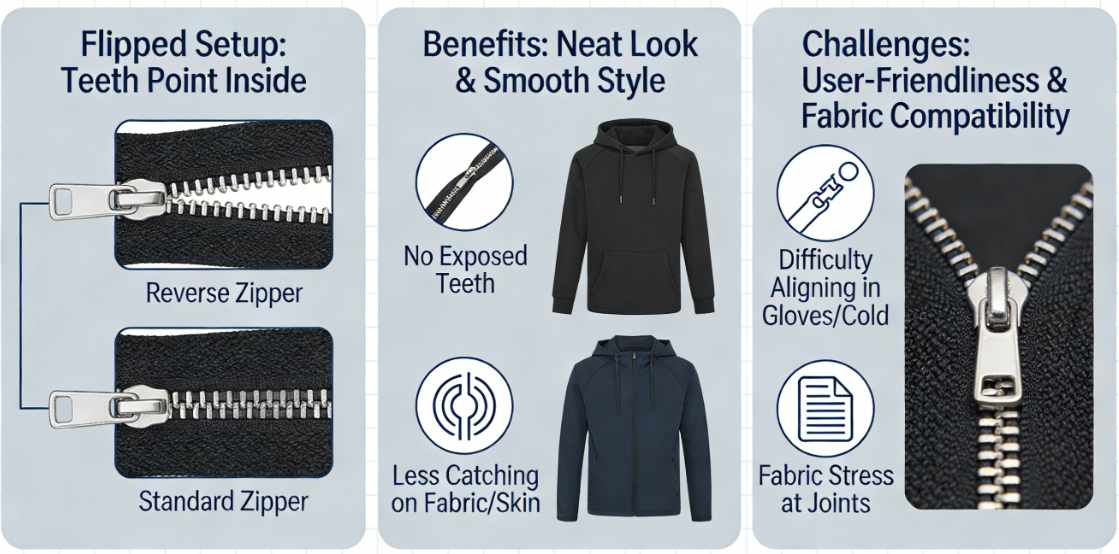 Reverse Zippers for Clothing